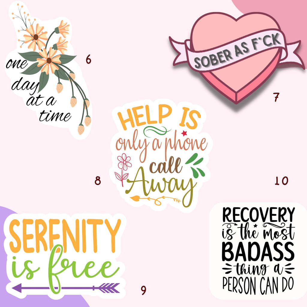 Sobriety Sticker Pack: AA & NA Recovery Gifts, Motivational Decals