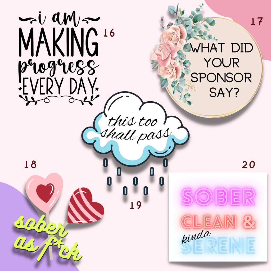 Sobriety Sticker Pack: AA & NA Recovery Gifts, Motivational Decals