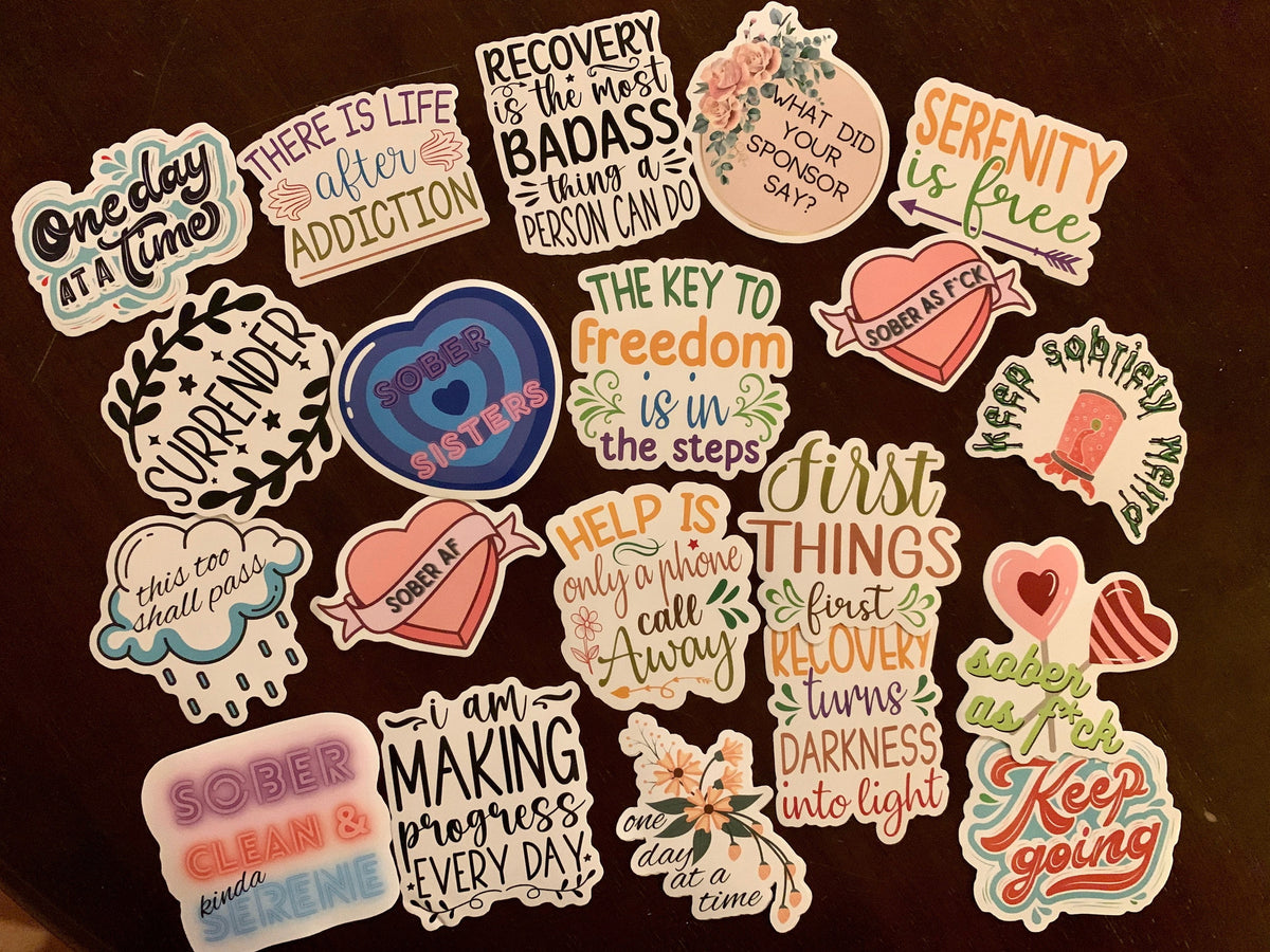 Sobriety Sticker Pack: AA & NA Recovery Gifts, Motivational Decals