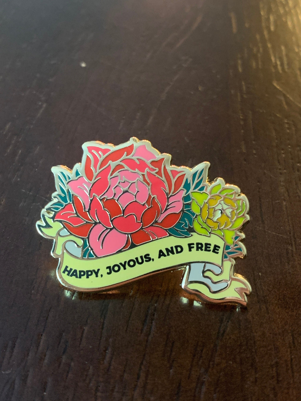 Happy, Joyous & Free Enamel Pin: AA NA Recovery Gift