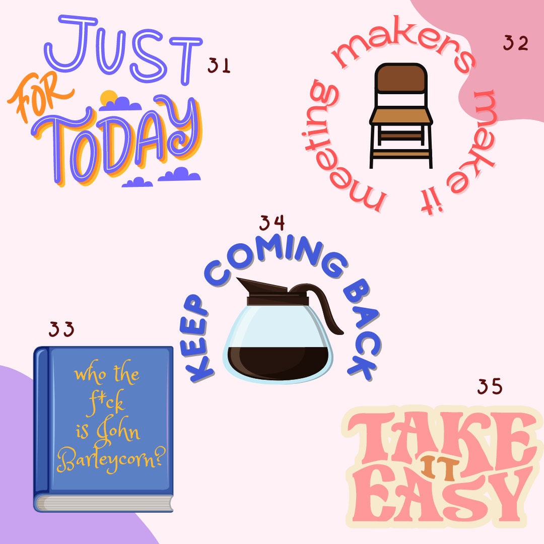 Sobriety Sticker Pack: AA & NA Recovery Gifts, Motivational Decals
