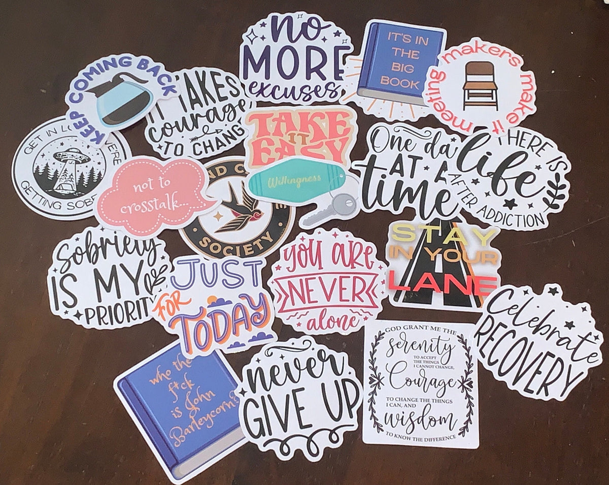 Sobriety Sticker Pack: AA & NA Recovery Gifts, Motivational Decals