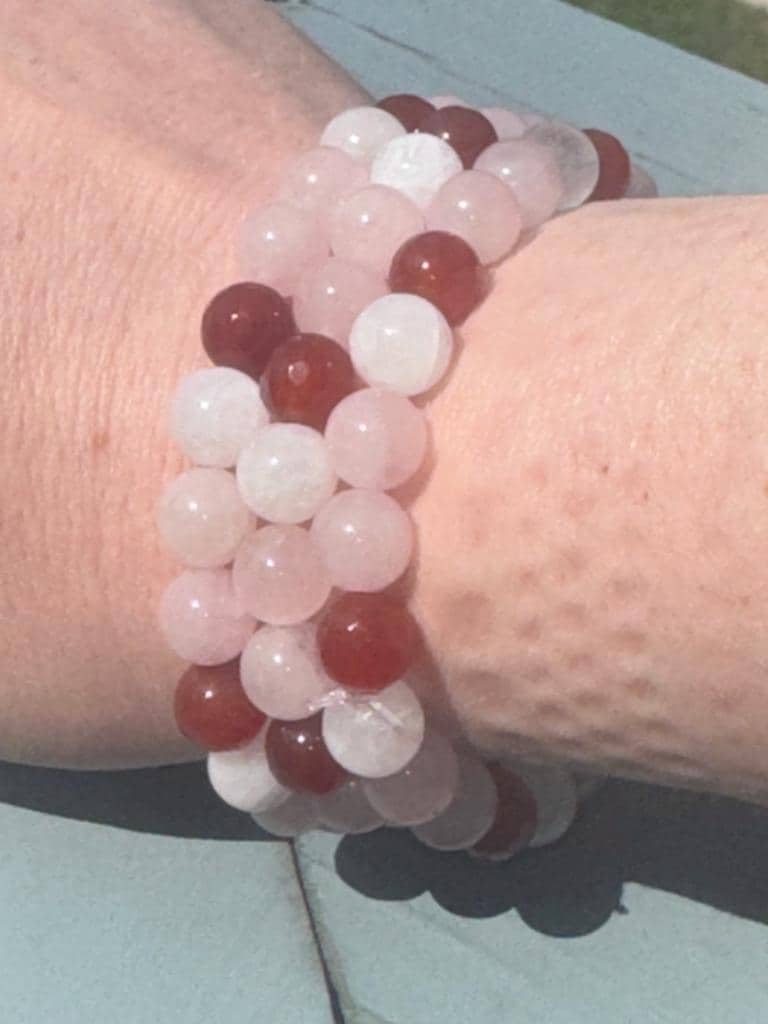 The Love Charm, A Manifestation Bracelet for Romance, Passion & Divine Connection, Rose Quartz, Carnelian, Rainbow Moonstone