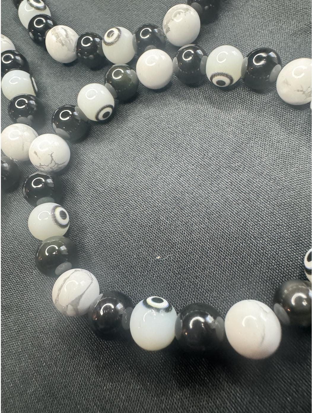 Aura Armor Bracelet • Howlite • Black Onyx • Obsidian • Evil Eye Beads for Protection, Grounding, and Transformation