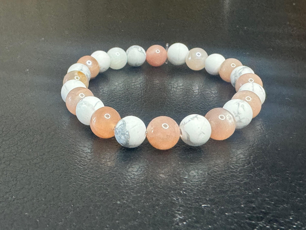 Good Vibes Only Bracelet: Sunstone & Howlite for Stress Relief, Joy, and Tranquility