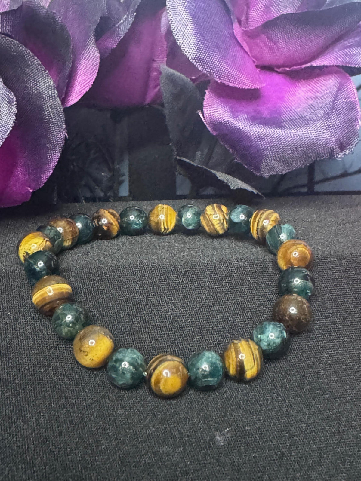 Prosperity Path Bracelet • Tiger’s Eye • Pyrite with Green Jade Inclusions for Abundance, Confidence, and Grounded Success