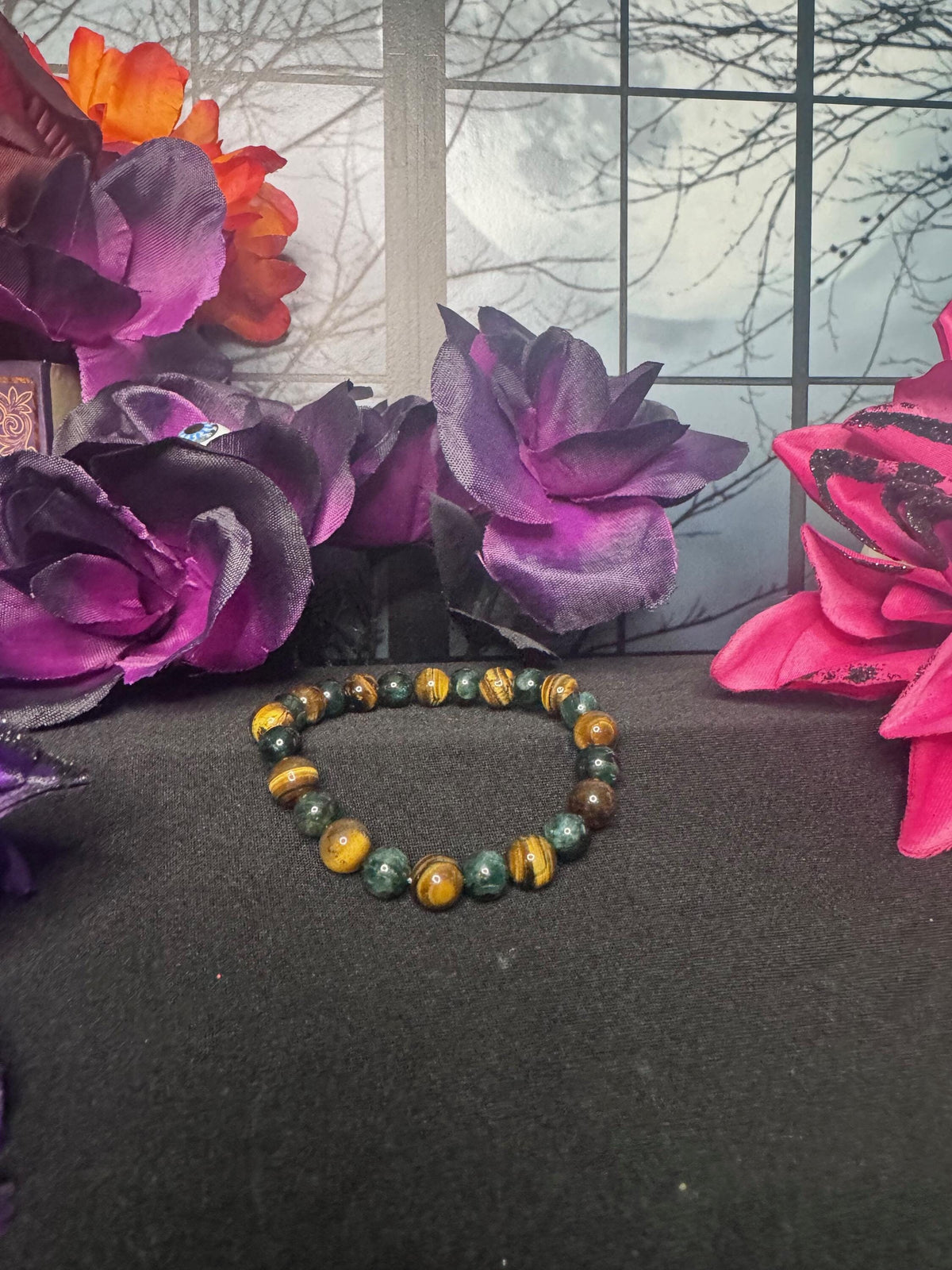 Prosperity Path Bracelet • Tiger’s Eye • Pyrite with Green Jade Inclusions for Abundance, Confidence, and Grounded Success