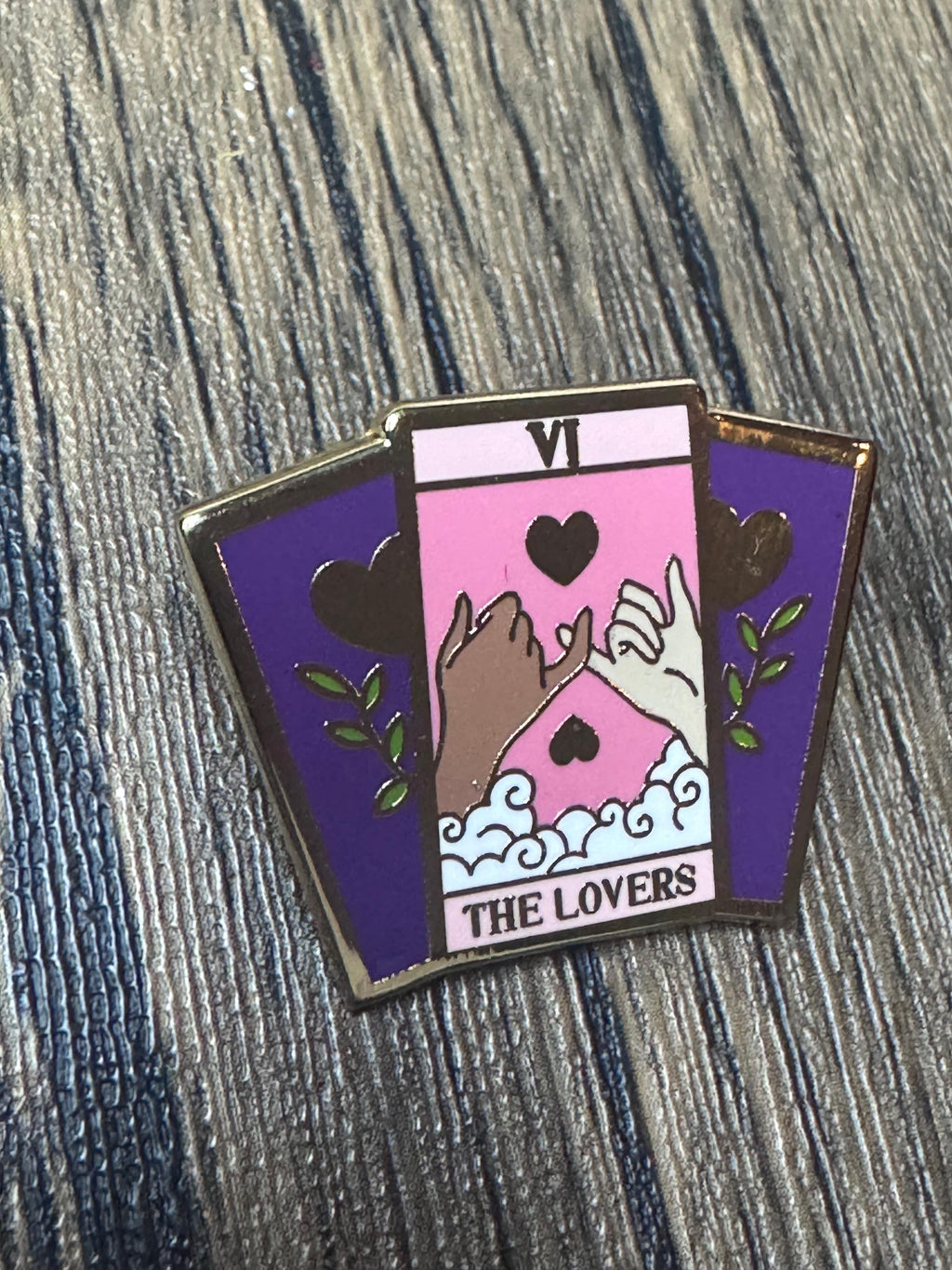 The Lovers Tarot Card Enamel Pin: Gold-Plated, Love & Connection