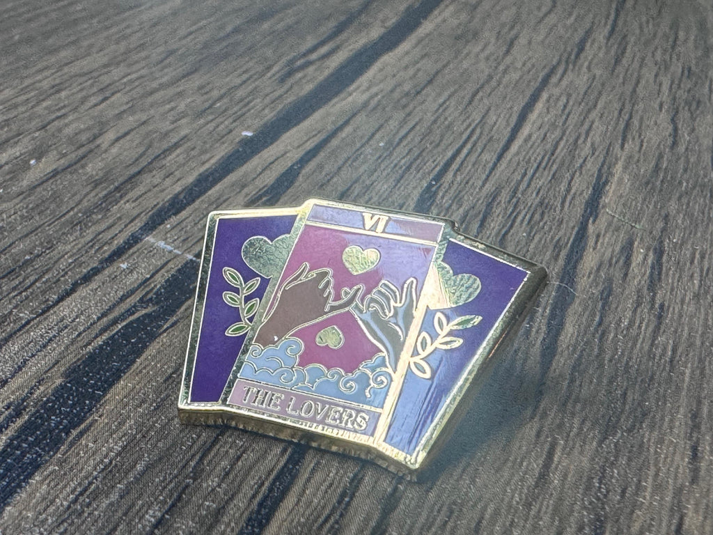 The Lovers Tarot Card Enamel Pin: Gold-Plated, Love & Connection