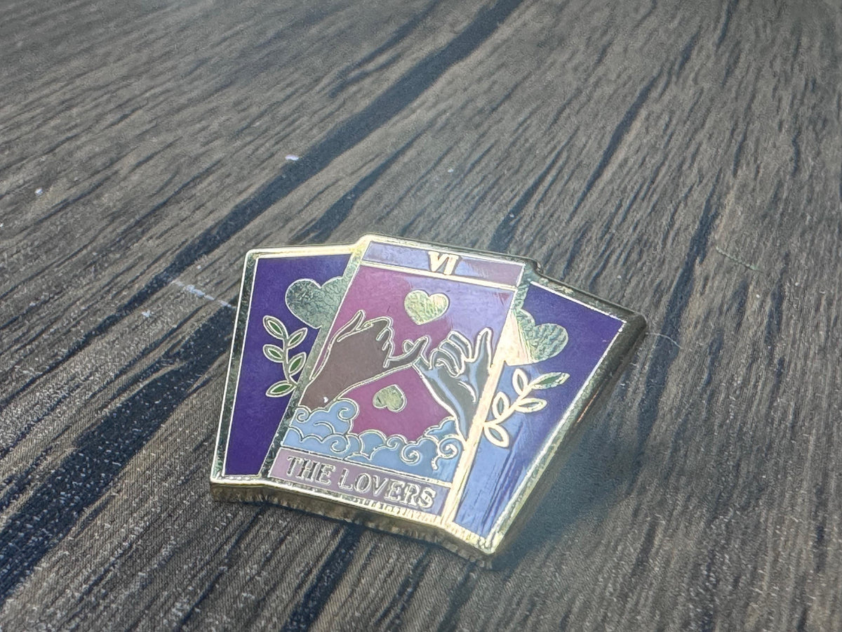 The Lovers Tarot Card Enamel Pin: Gold-Plated, Love & Connection