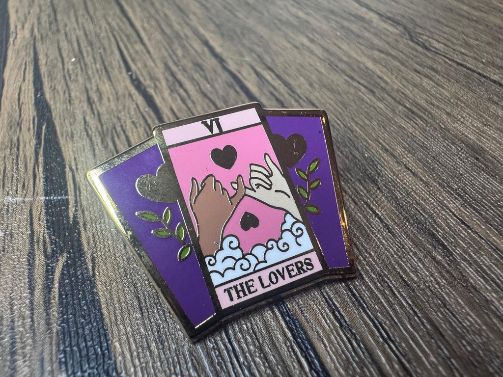 The Lovers Tarot Card Enamel Pin: Gold-Plated, Love & Connection