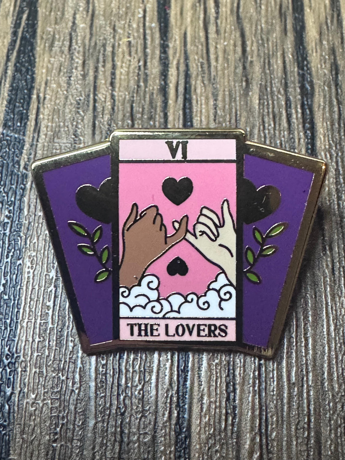 The Lovers Tarot Card Enamel Pin: Gold-Plated, Love & Connection