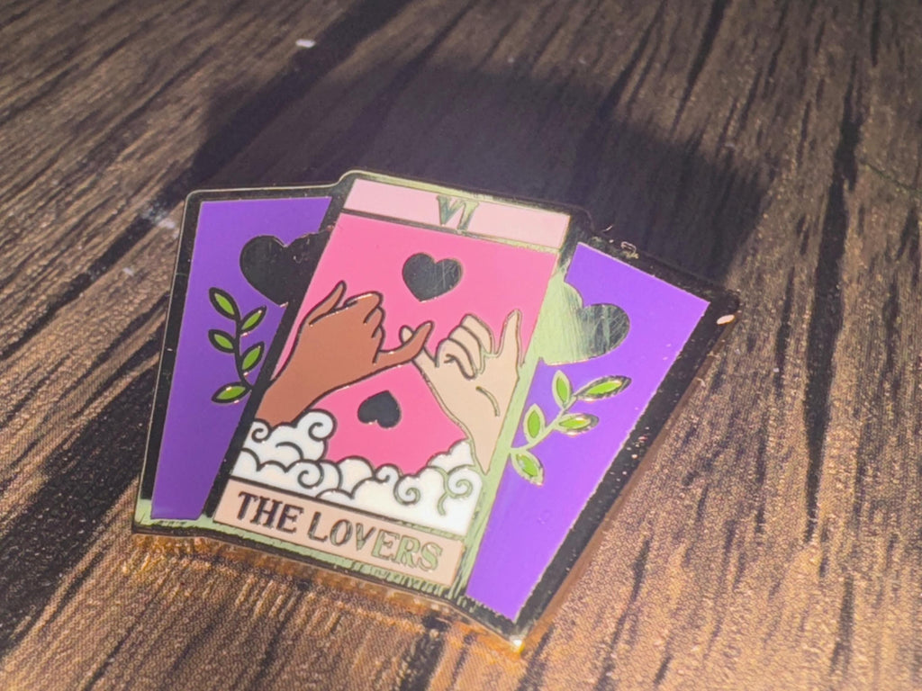 The Lovers Tarot Card Enamel Pin: Gold-Plated, Love & Connection
