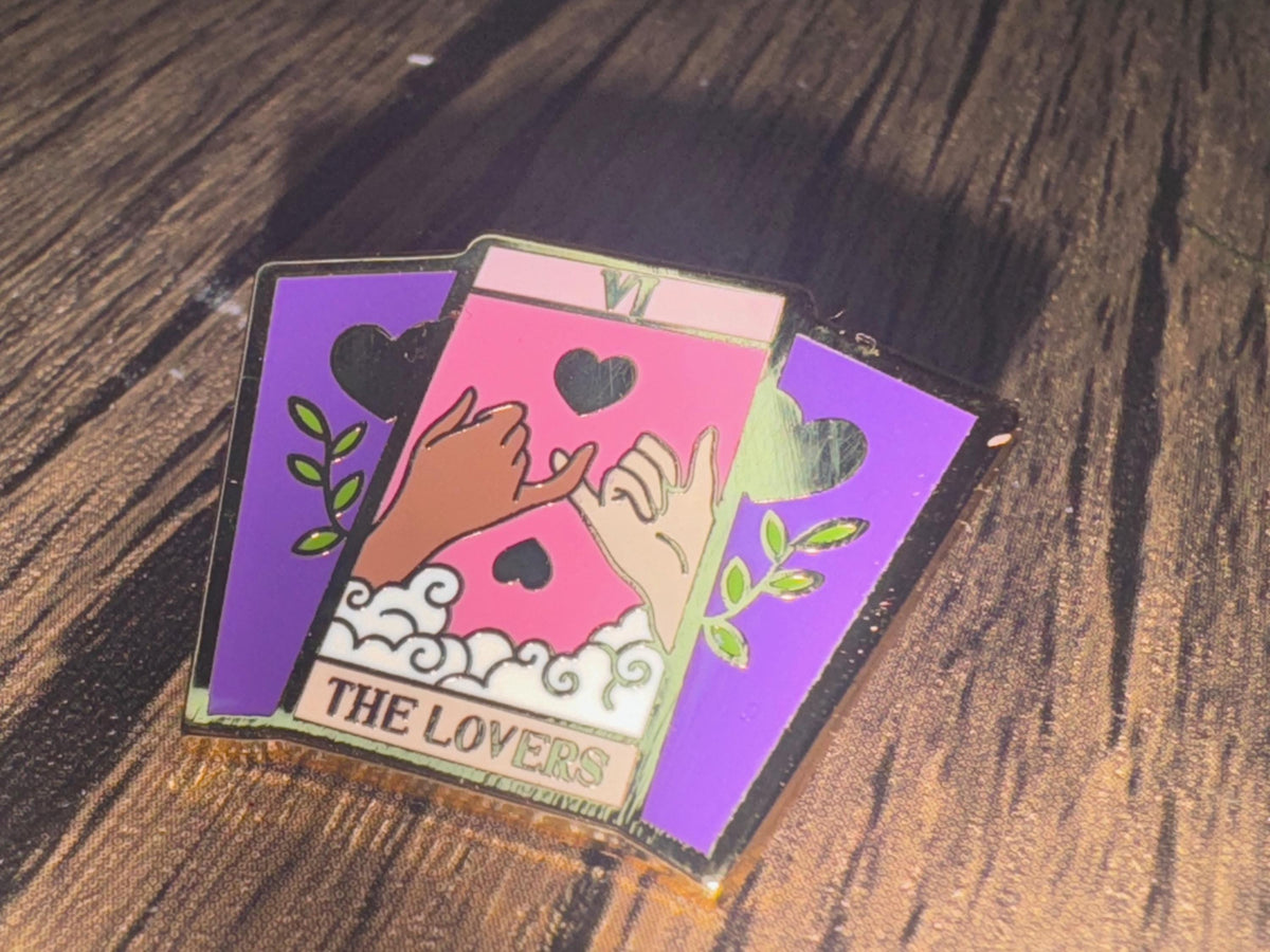 The Lovers Tarot Card Enamel Pin: Gold-Plated, Love & Connection