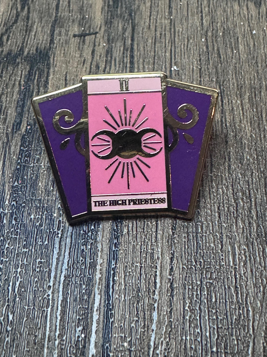 High Priestess Tarot Enamel Pin: Gold-Plated Witchy Spiritual Gift