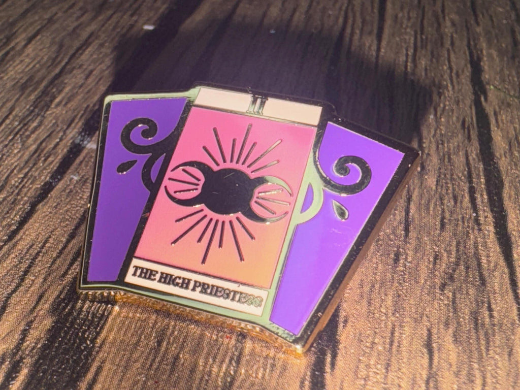 High Priestess Tarot Enamel Pin: Gold-Plated Witchy Spiritual Gift