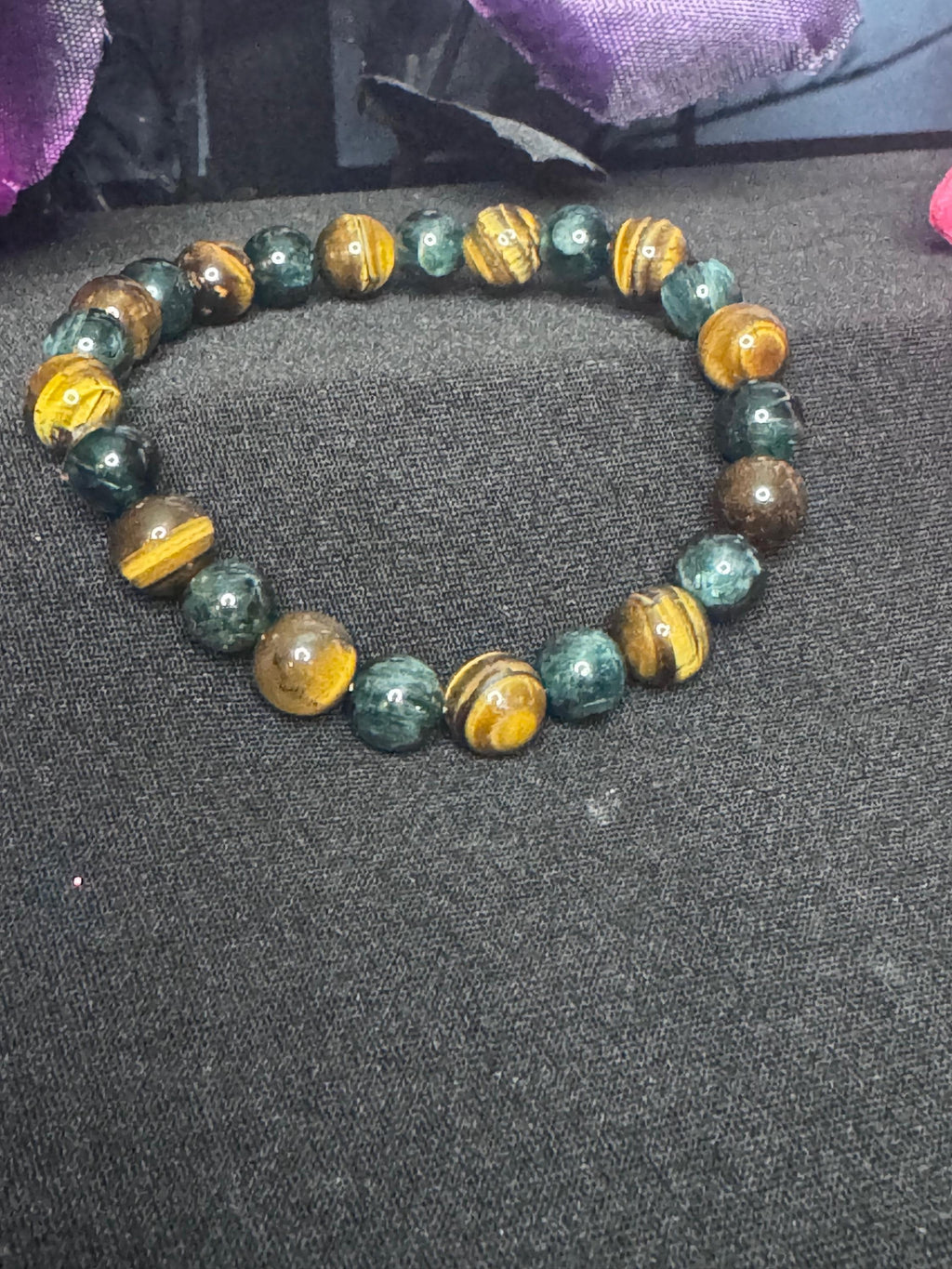 Prosperity Path Bracelet • Tiger’s Eye • Pyrite with Green Jade Inclusions for Abundance, Confidence, and Grounded Success