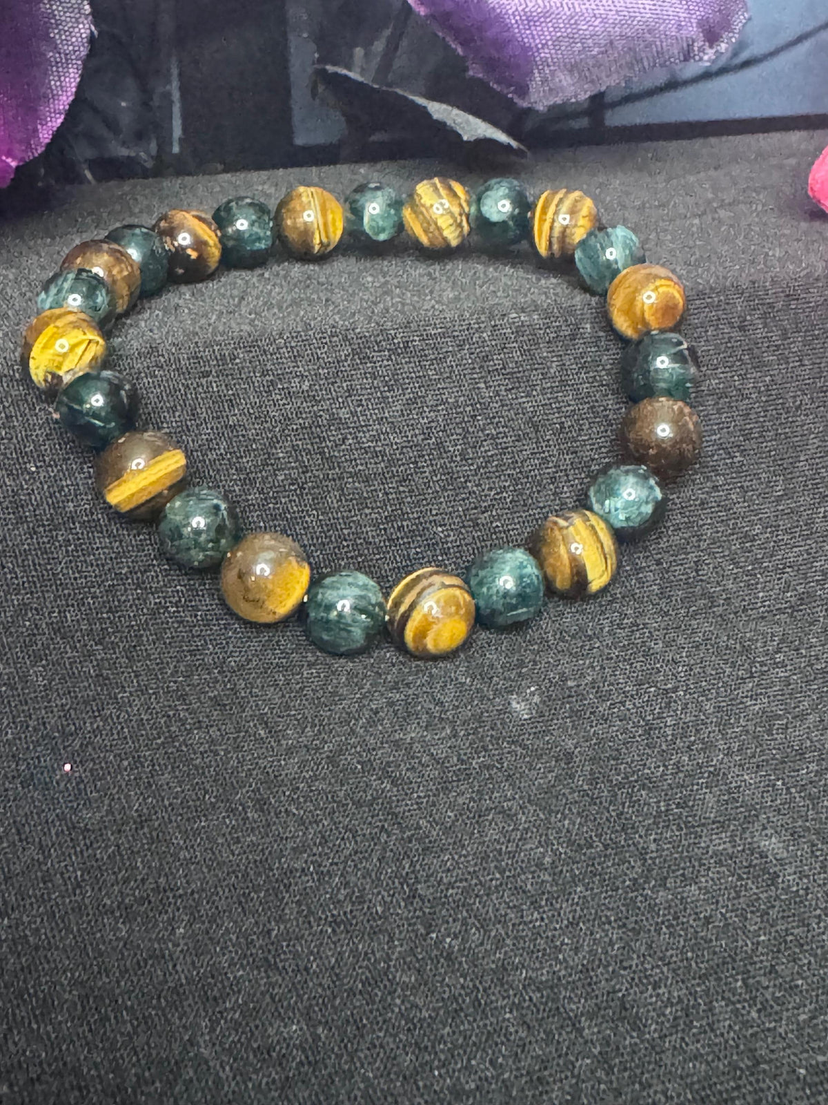 Prosperity Path Bracelet • Tiger’s Eye • Pyrite with Green Jade Inclusions for Abundance, Confidence, and Grounded Success