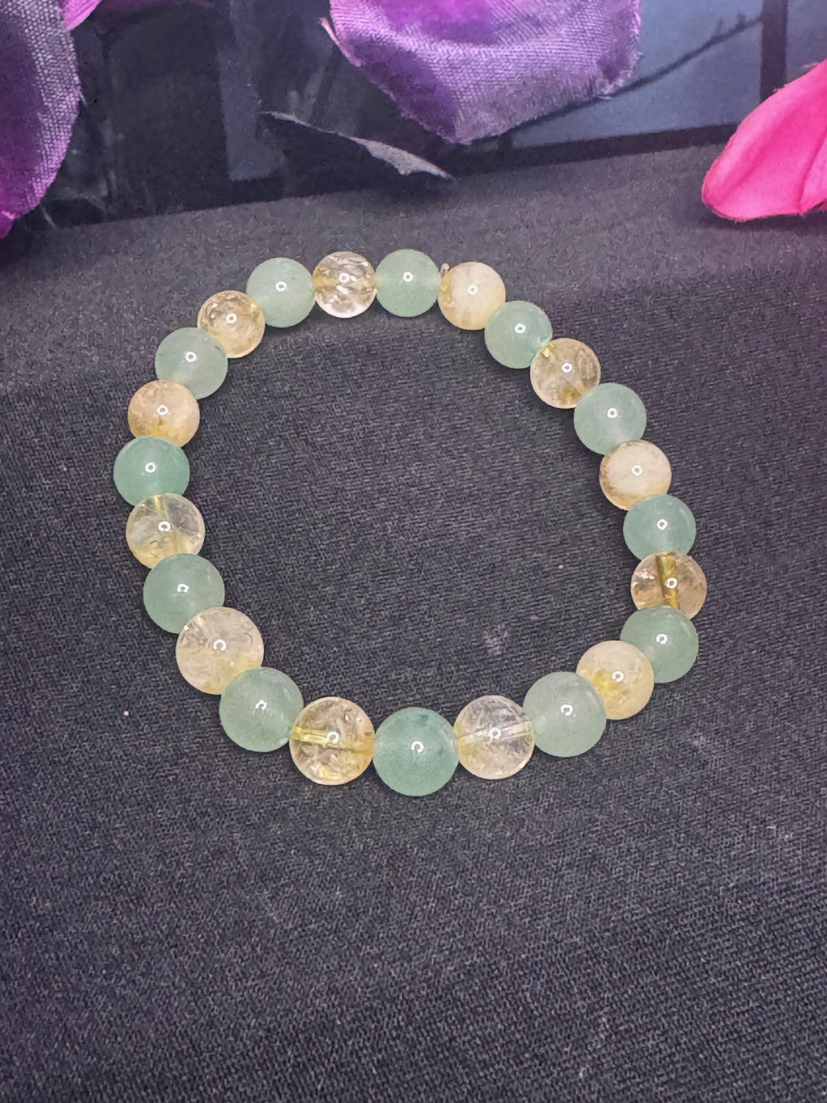 Cash-flow Cutie, Citrine & Green Aventurine Bracelet for Abundance, Wealth, Good Luck, Crystal Manifestation Bracelet, Prosperity, Success