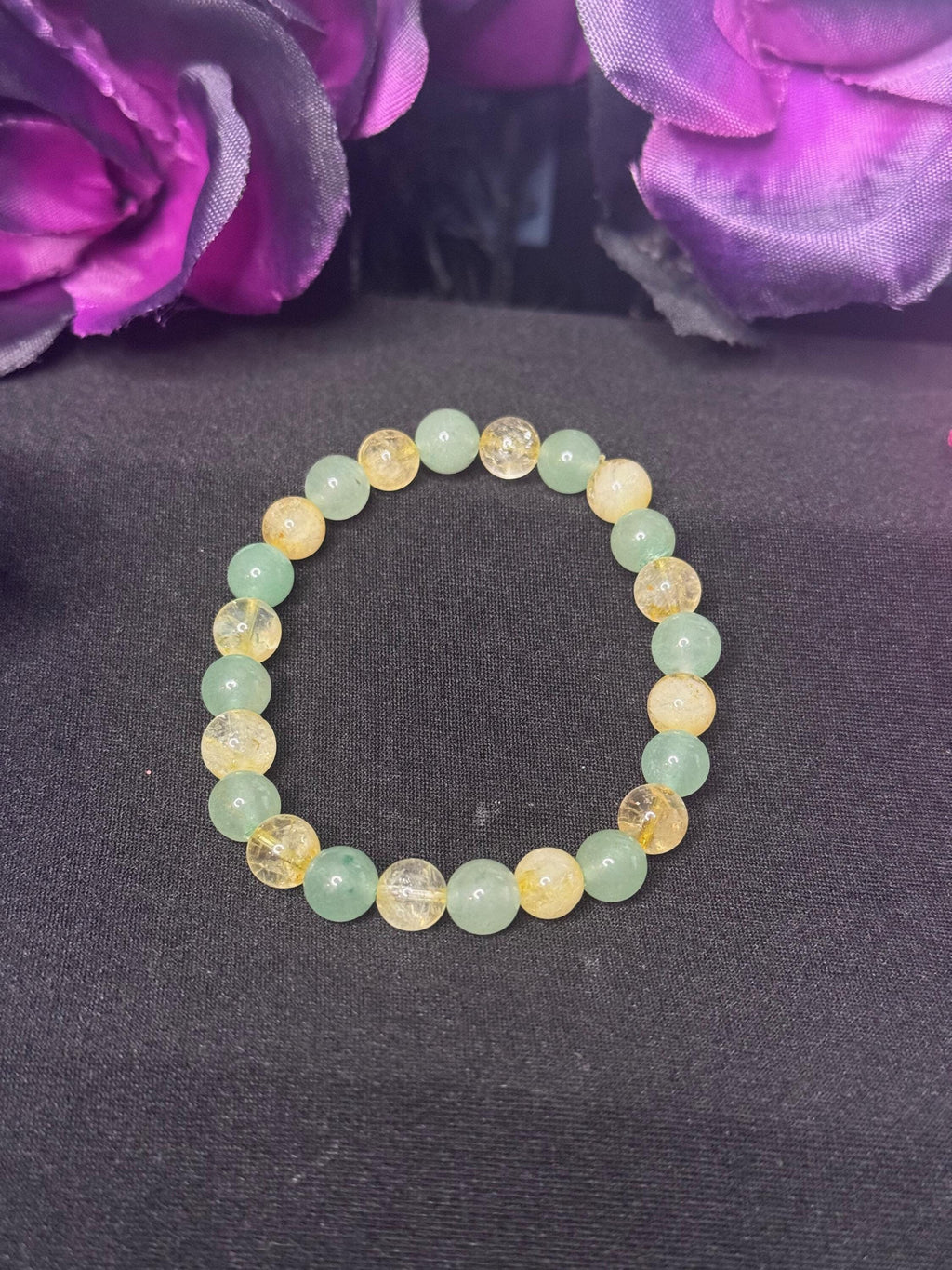 Cash-flow Cutie, Citrine & Green Aventurine Bracelet for Abundance, Wealth, Good Luck, Crystal Manifestation Bracelet, Prosperity, Success