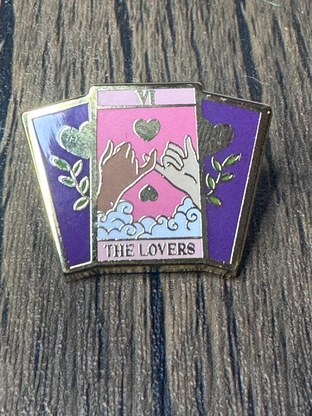 The Lovers Tarot Card Enamel Pin: Gold-Plated, Love & Connection