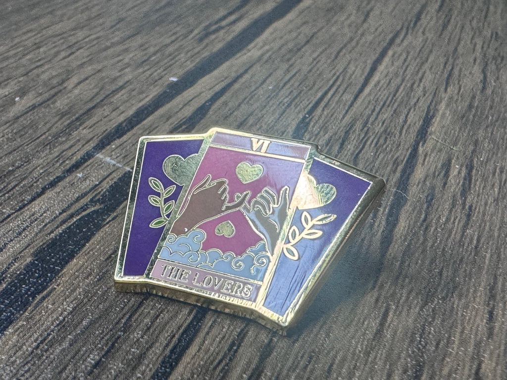 The Lovers Tarot Card Enamel Pin: Gold-Plated, Love & Connection