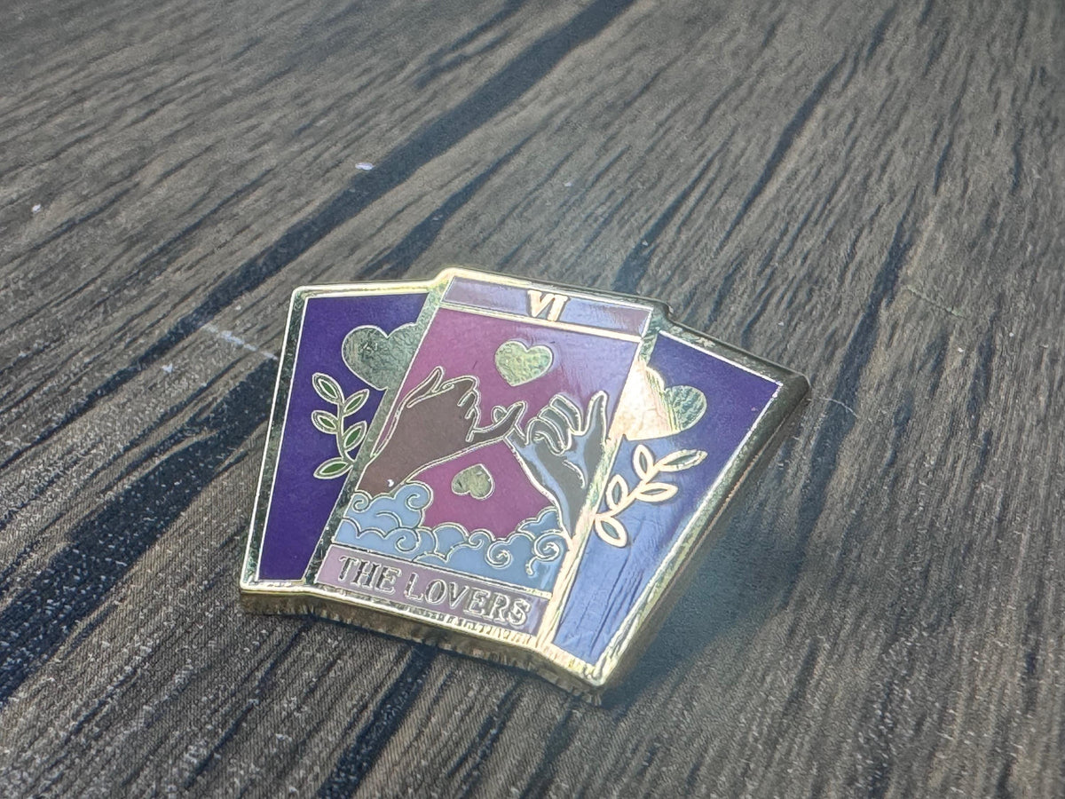 The Lovers Tarot Card Enamel Pin: Gold-Plated, Love & Connection