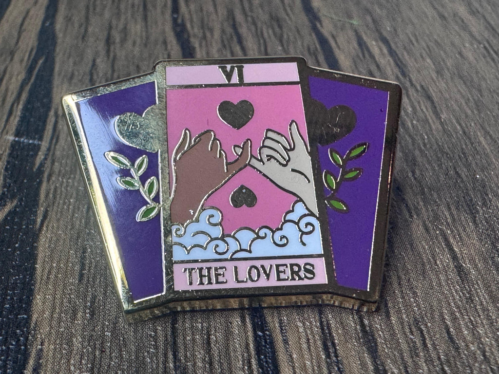 The Lovers Tarot Card Enamel Pin: Gold-Plated, Love & Connection