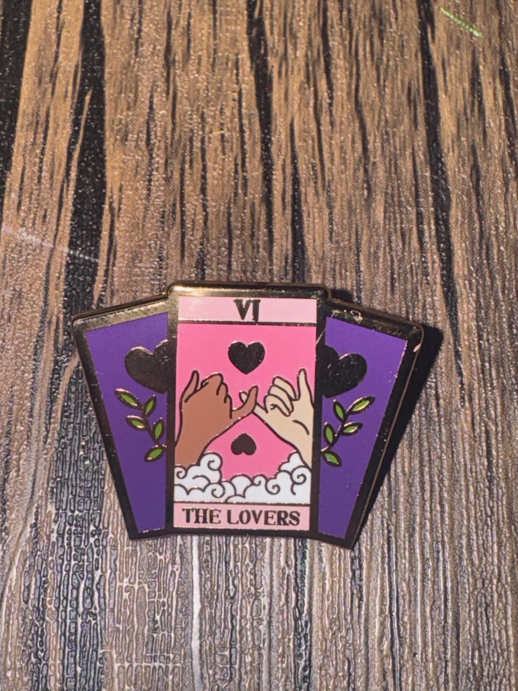 The Lovers Tarot Card Enamel Pin: Gold-Plated, Love & Connection