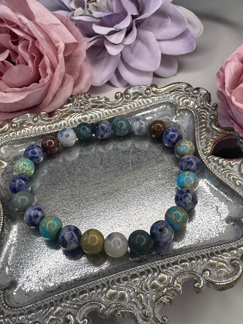 Ocean’s Embrace Bracelet • Ocean Jasper • Sodalite for Balance, Clarity, and Emotional Calm, Healing, Serenity