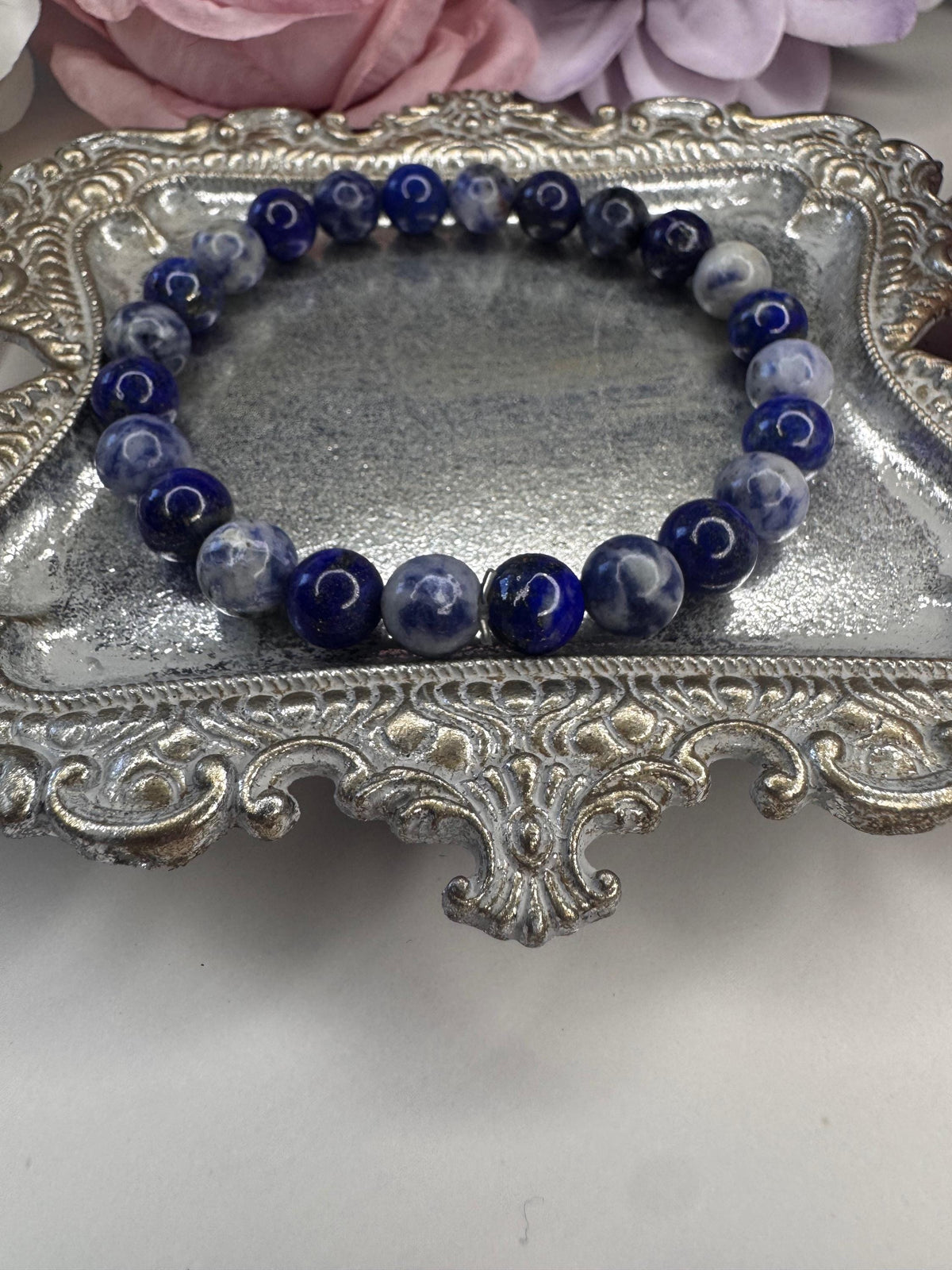 The Oracle’s Path Bracelet, Sodalite & Lapis Lazuli for Intuition, Inner Wisdom, and Third Eye Activation