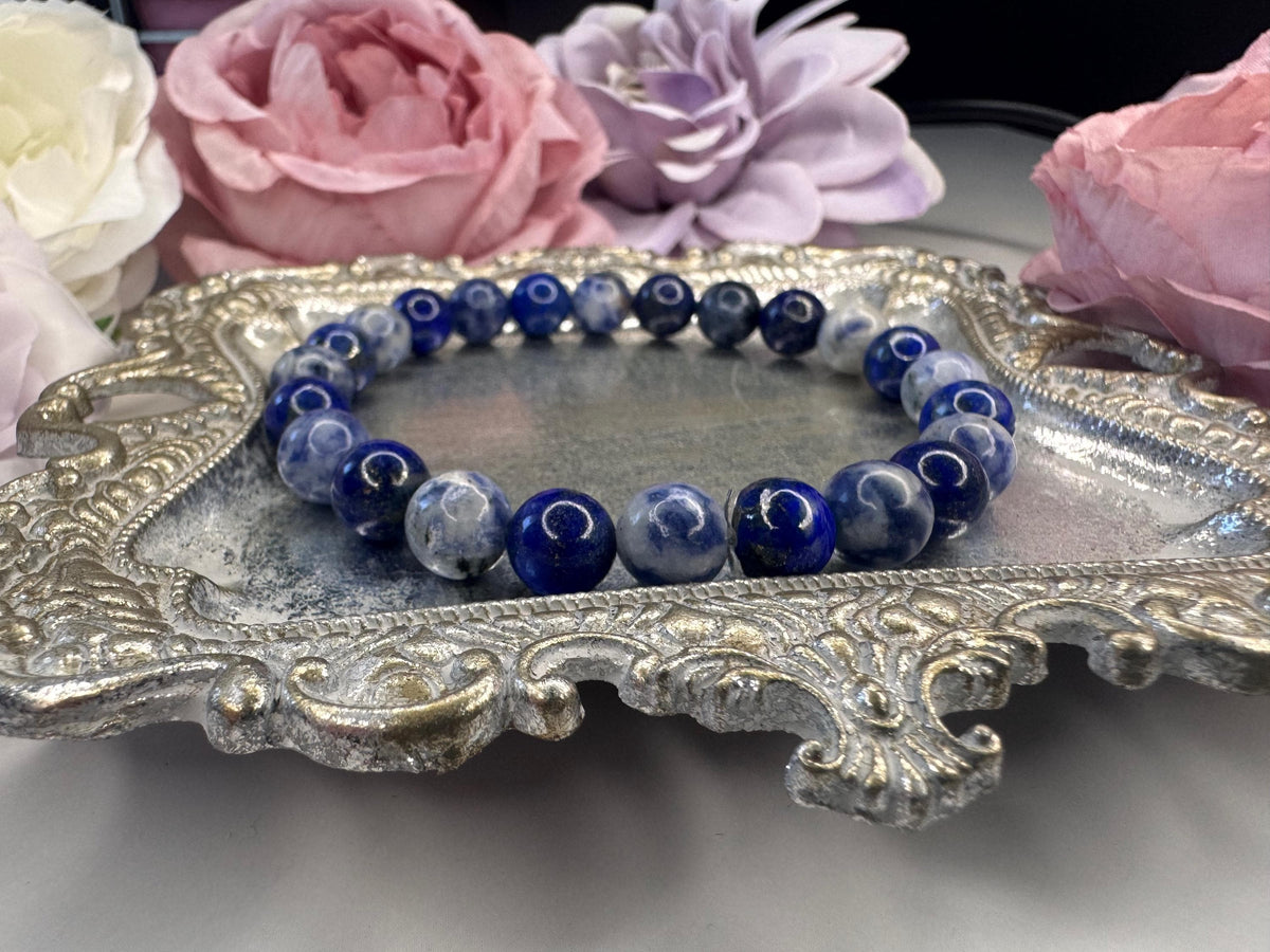 The Oracle’s Path Bracelet, Sodalite & Lapis Lazuli for Intuition, Inner Wisdom, and Third Eye Activation