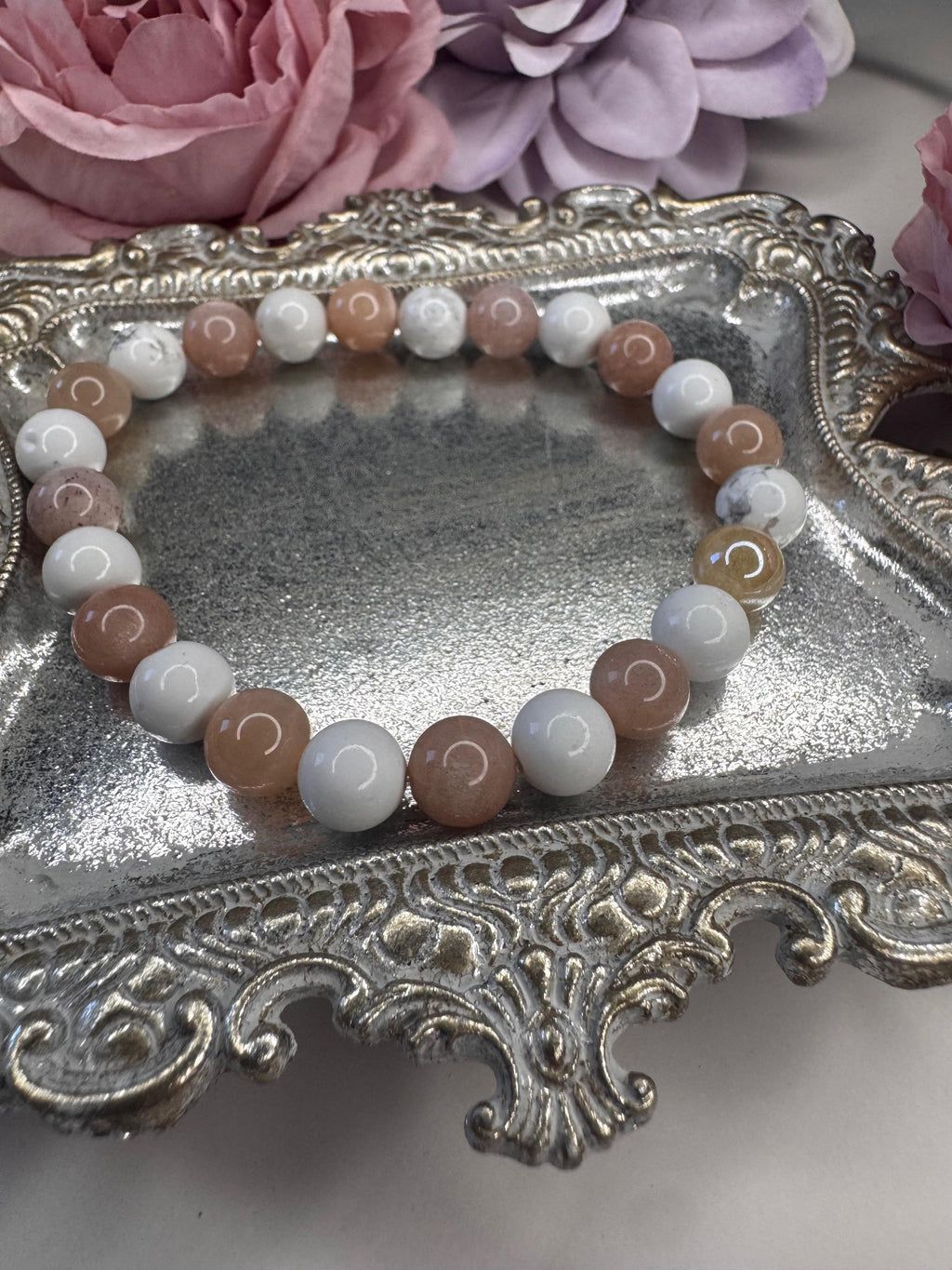 Good Vibes Only Bracelet: Sunstone & Howlite for Stress Relief, Joy, and Tranquility