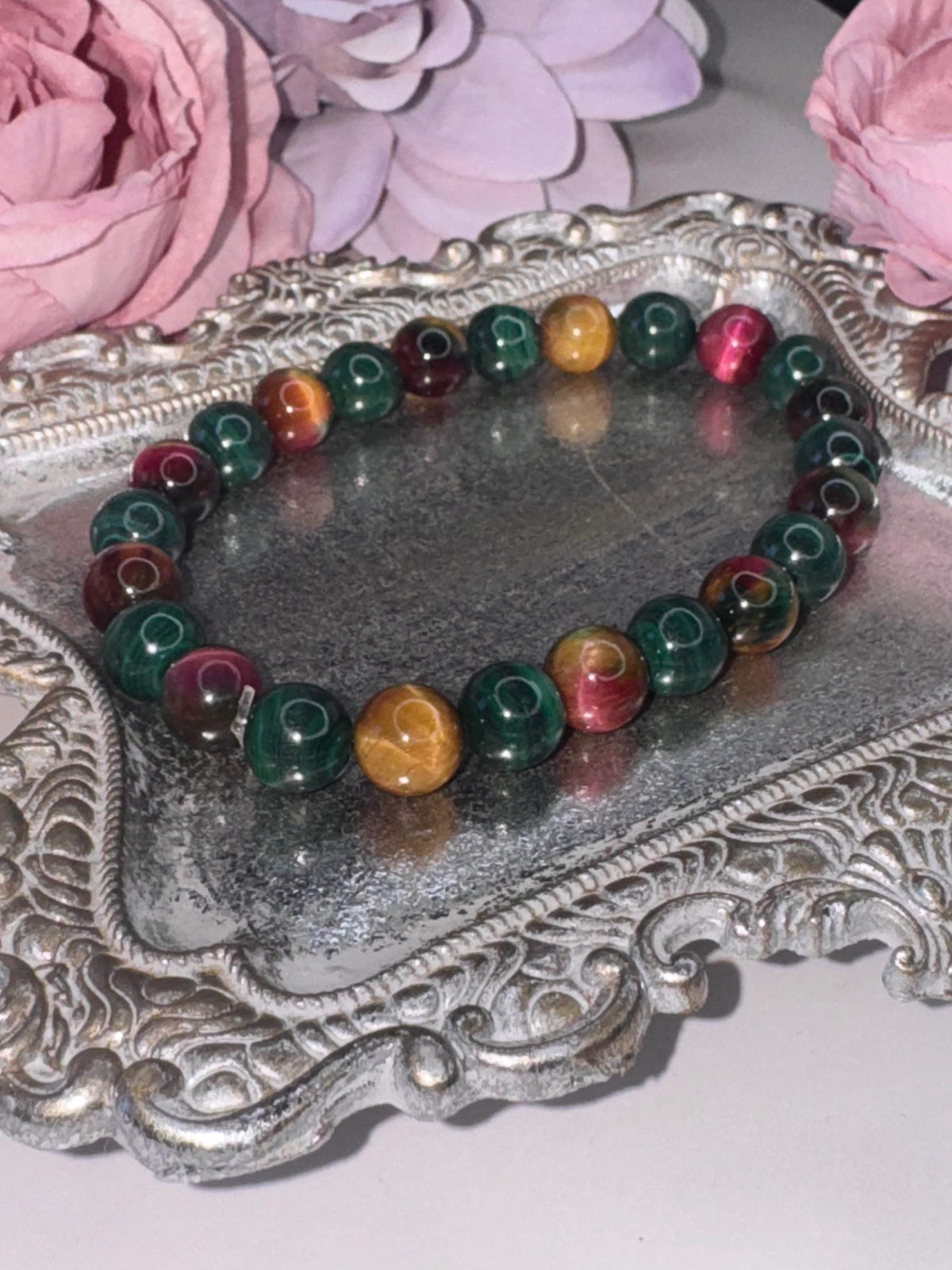 Malachite & Tiger's Eye Bracelet: Transformation, Courage, Grounding