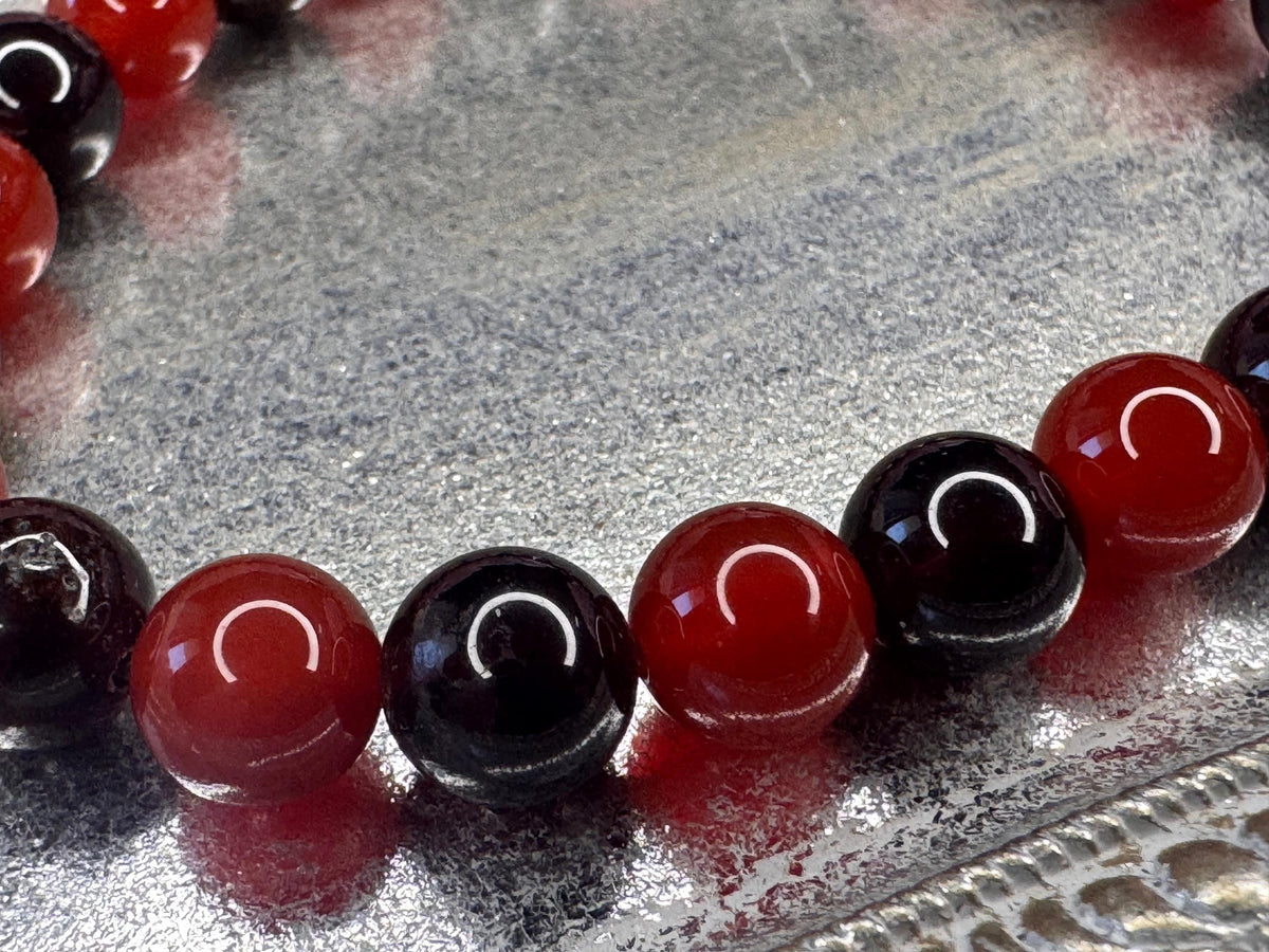 Midnight Glow‑Up Bracelet, Red Garnet • Carnelian for Passion, Power, and Dark Feminine Energy