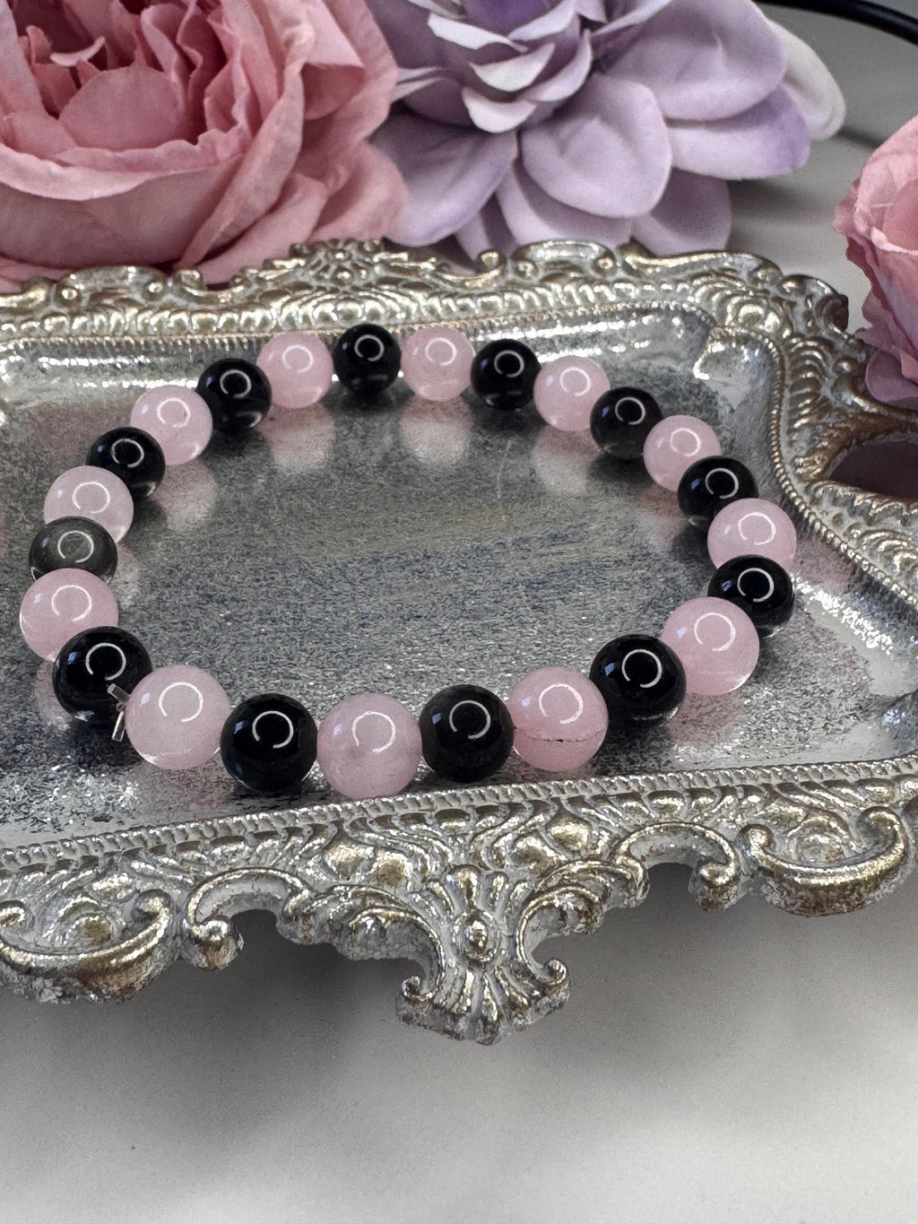 Rebound Ritual Bracelet • Obsidian • Rose Quartz for Relationship Healing, Protection, and Emotional Recovery