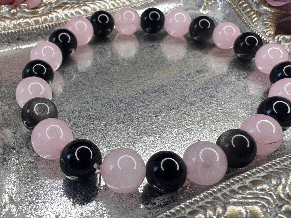 Rebound Ritual Bracelet • Obsidian • Rose Quartz for Relationship Healing, Protection, and Emotional Recovery