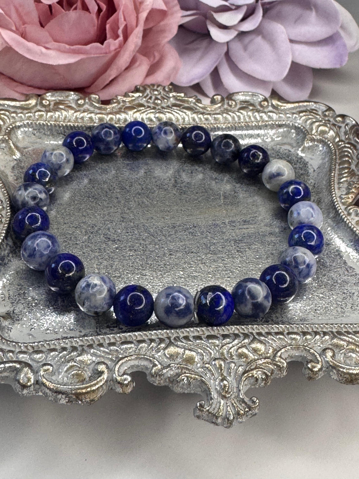 The Oracle’s Path Bracelet, Sodalite & Lapis Lazuli for Intuition, Inner Wisdom, and Third Eye Activation