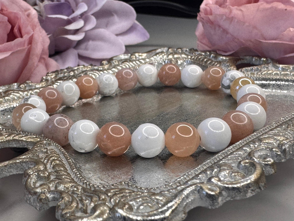 Good Vibes Only Bracelet: Sunstone & Howlite for Stress Relief, Joy, and Tranquility