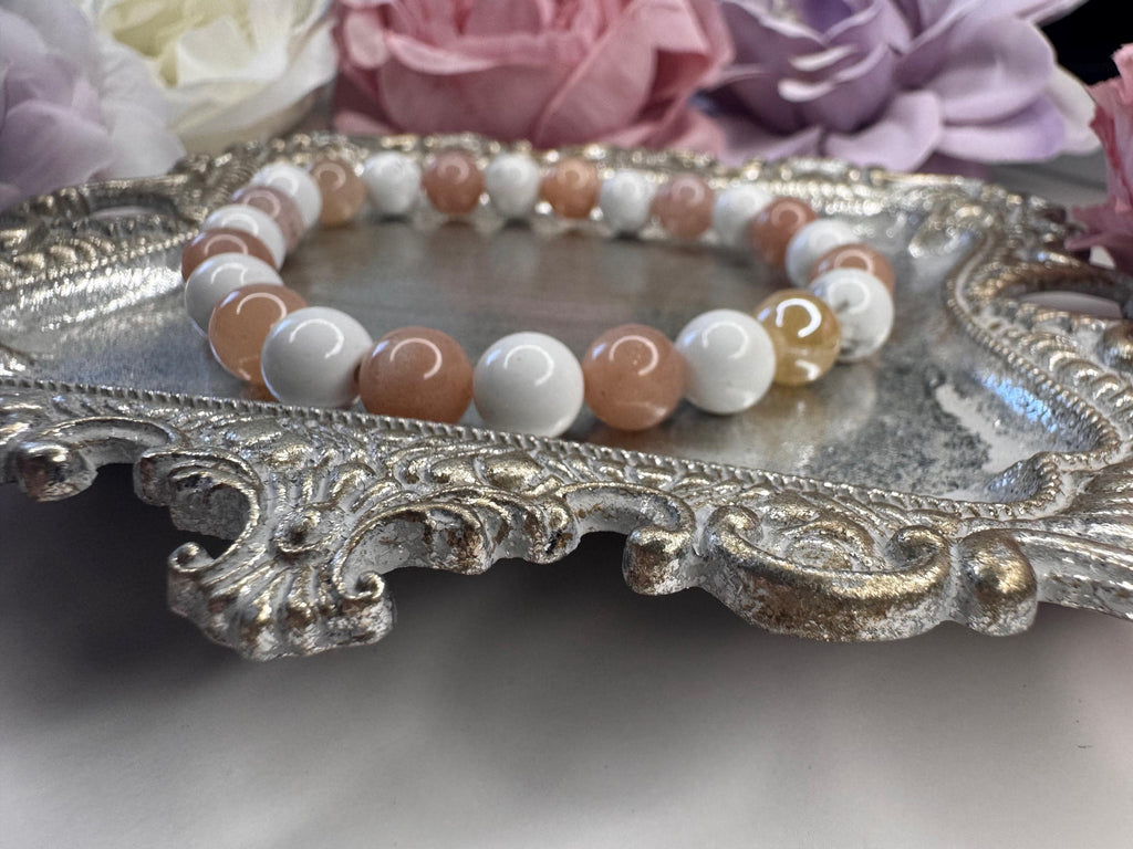 Good Vibes Only Bracelet: Sunstone & Howlite for Stress Relief, Joy, and Tranquility