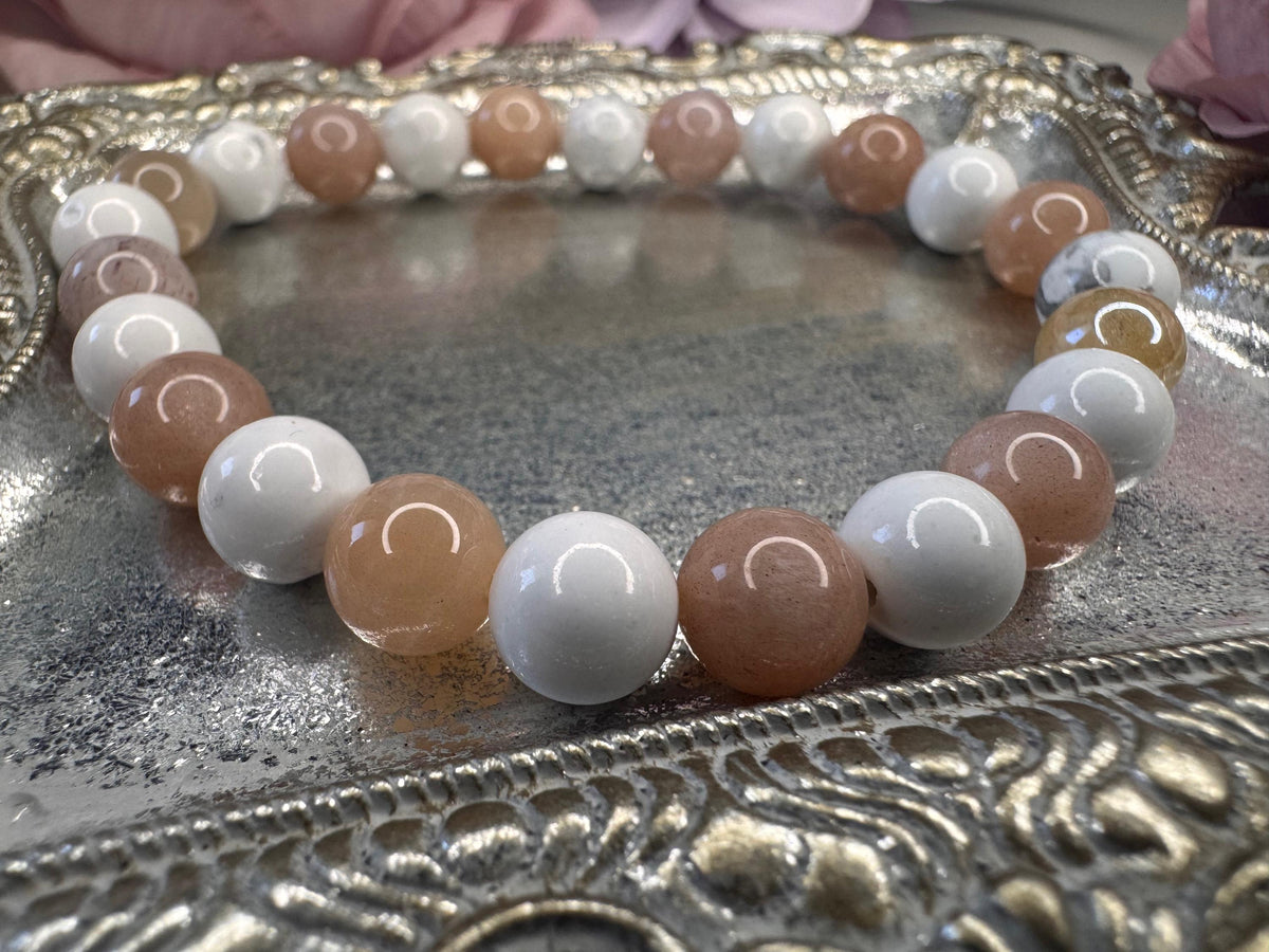 Good Vibes Only Bracelet: Sunstone & Howlite for Stress Relief, Joy, and Tranquility