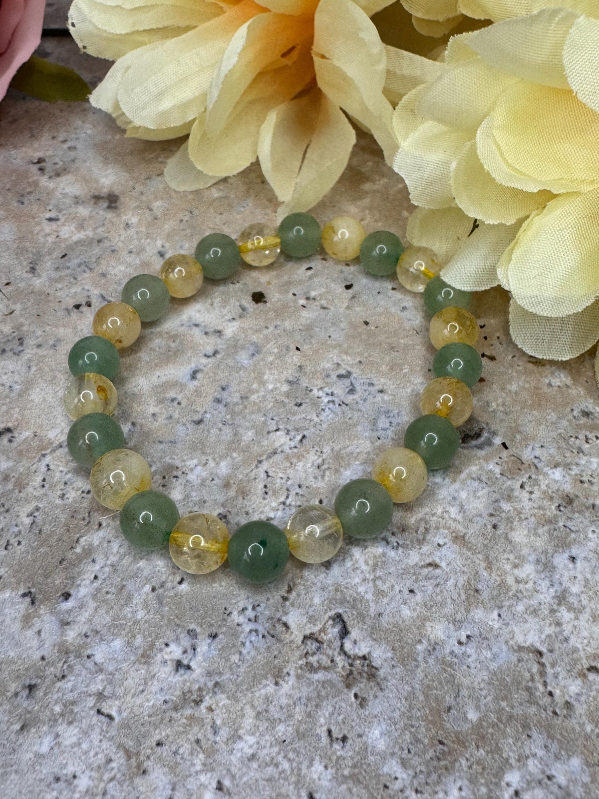 Cash-flow Cutie, Citrine & Green Aventurine Bracelet for Abundance, Wealth, Good Luck, Crystal Manifestation Bracelet, Prosperity, Success