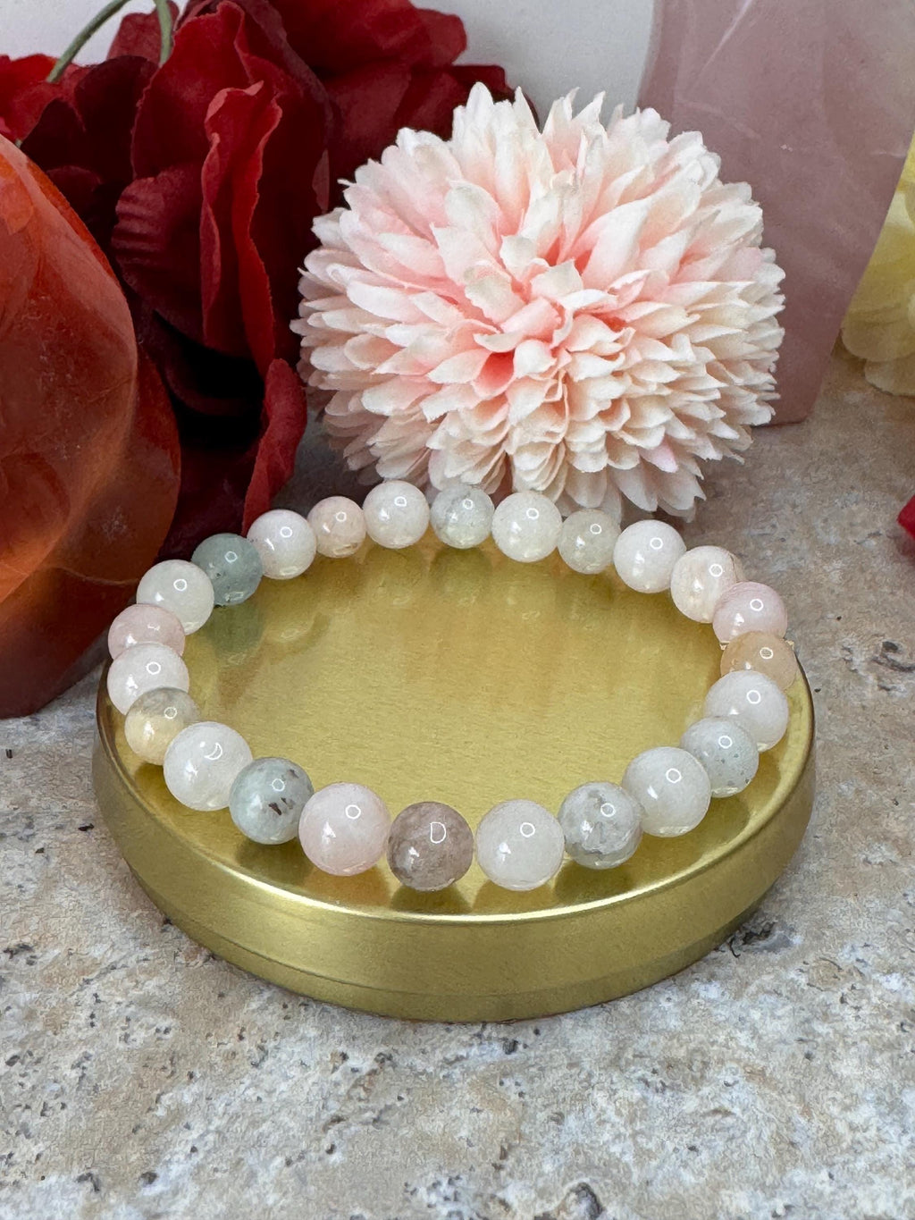 Morganite & Rose Quartz Twin Flame Bracelet: Soulmate Love Jewelry