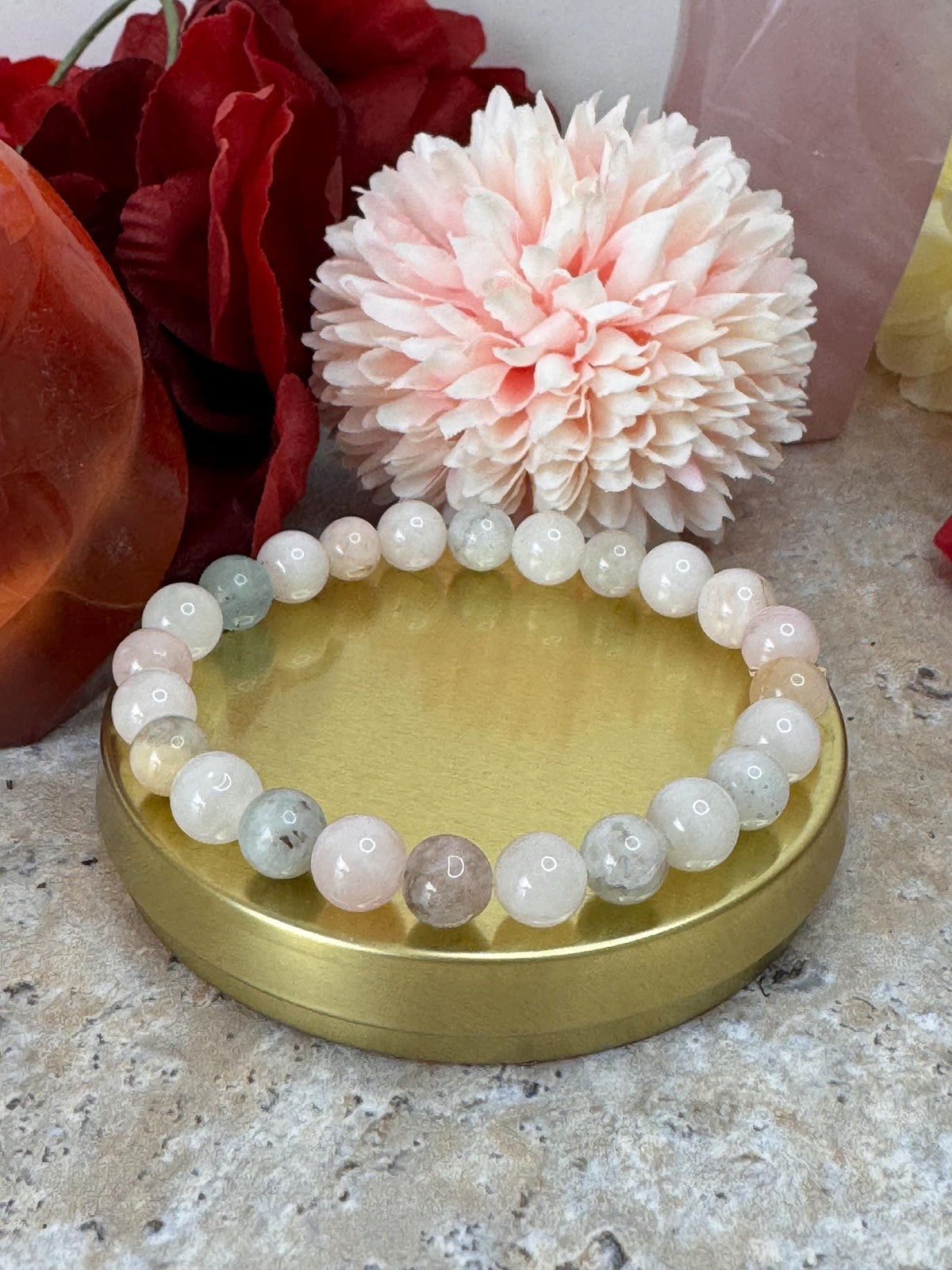 Morganite & Rose Quartz Twin Flame Bracelet: Soulmate Love Jewelry