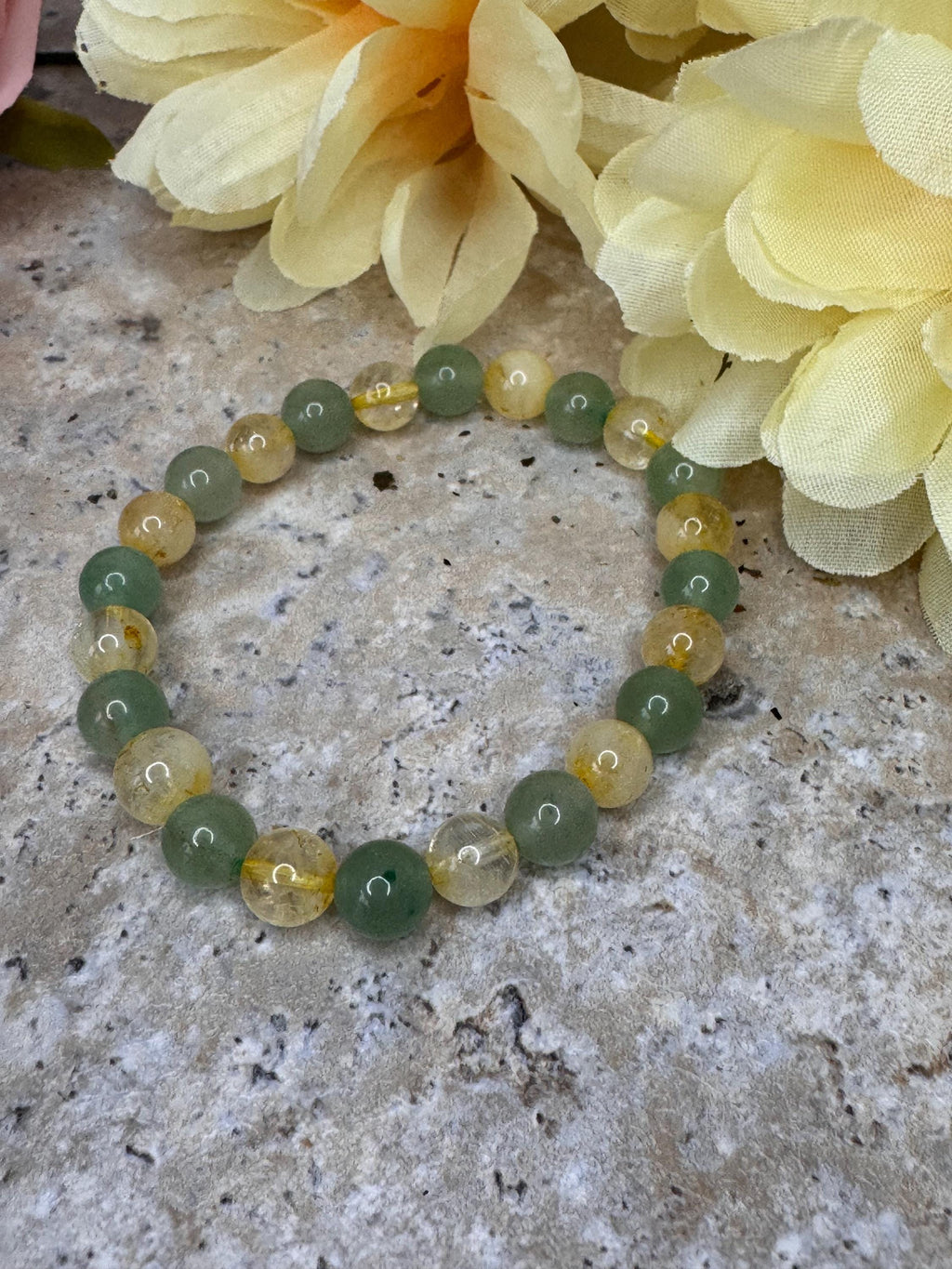 Cash-flow Cutie, Citrine & Green Aventurine Bracelet for Abundance, Wealth, Good Luck, Crystal Manifestation Bracelet, Prosperity, Success