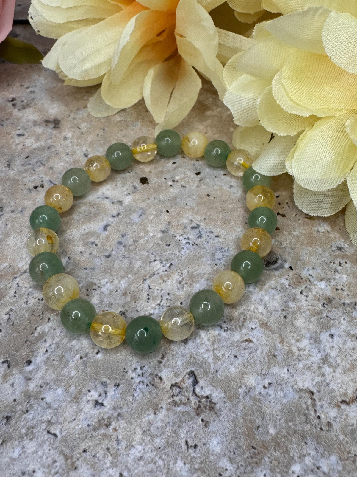 Cash-flow Cutie, Citrine & Green Aventurine Bracelet for Abundance, Wealth, Good Luck, Crystal Manifestation Bracelet, Prosperity, Success