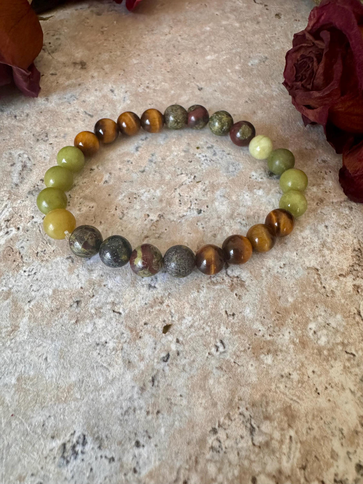 Wealth Guardian Bracelet – Jade, Dragon’s Bloodstone, Tiger’s Eye Crystal Bracelet for Prosperity, Protection & Abundance
