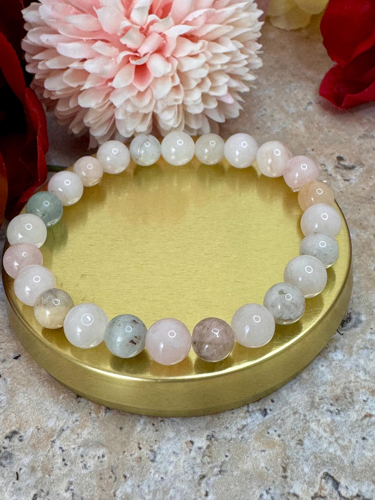 Morganite & Rose Quartz Twin Flame Bracelet: Soulmate Love Jewelry