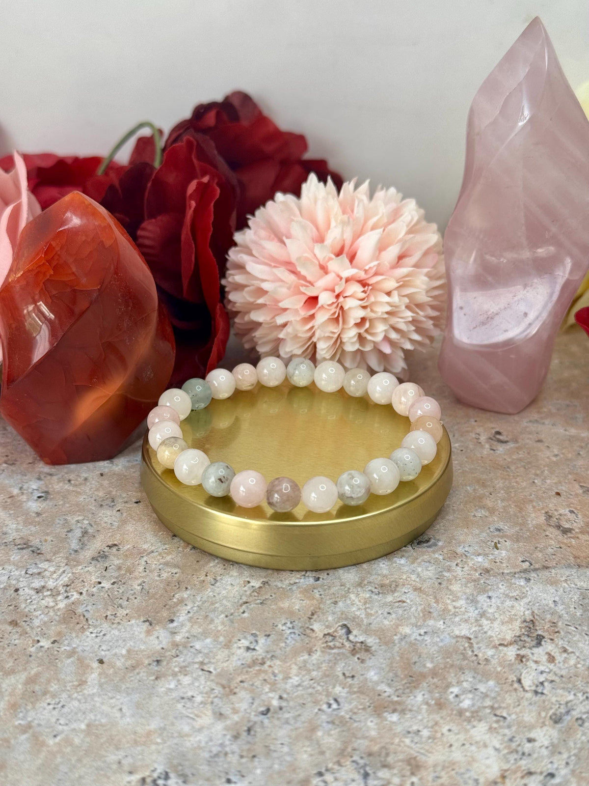 Morganite & Rose Quartz Twin Flame Bracelet: Soulmate Love Jewelry