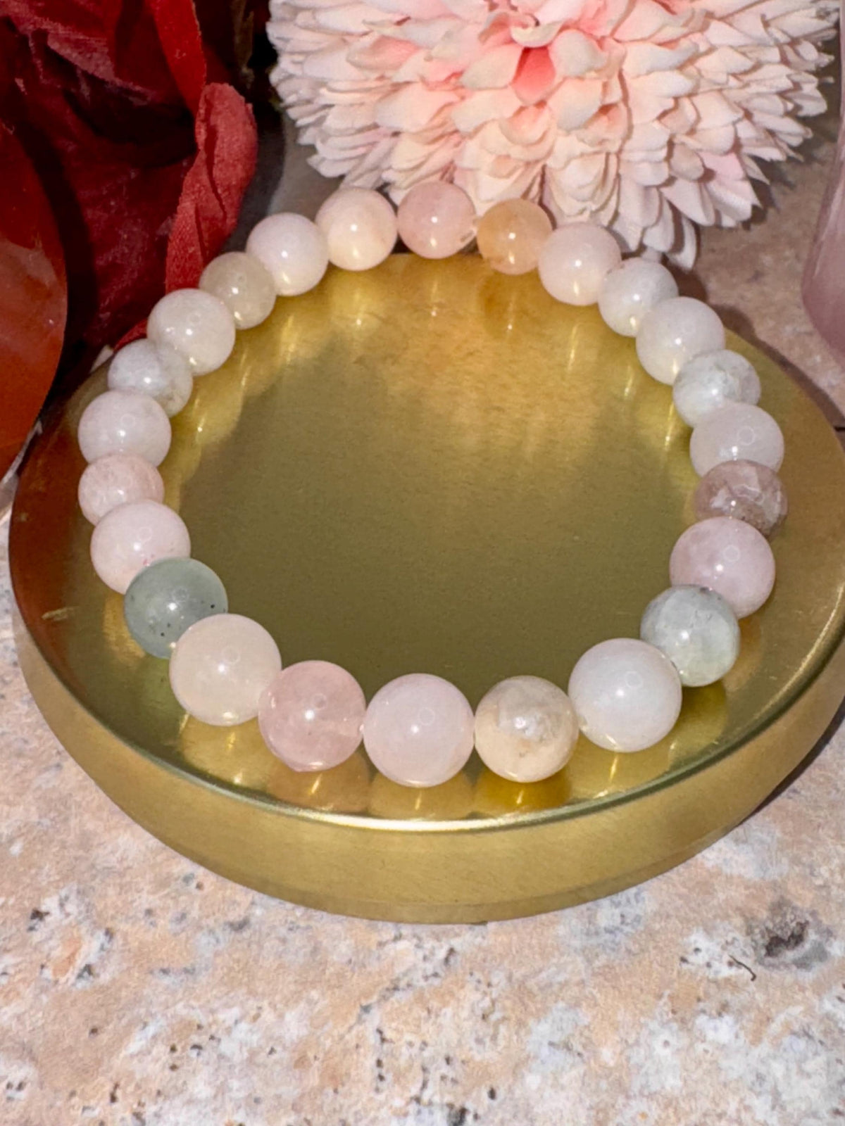 Morganite & Rose Quartz Twin Flame Bracelet: Soulmate Love Jewelry
